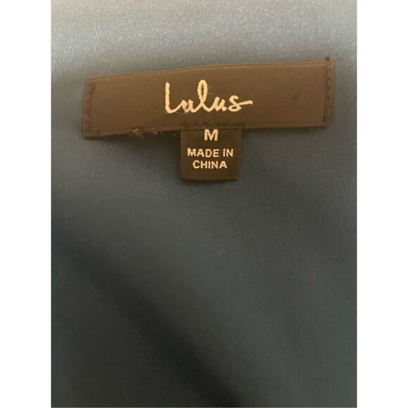 Lulu’s Teal Blue Floral Print Ruffle Wrap Dress M - Picture 9 of 9